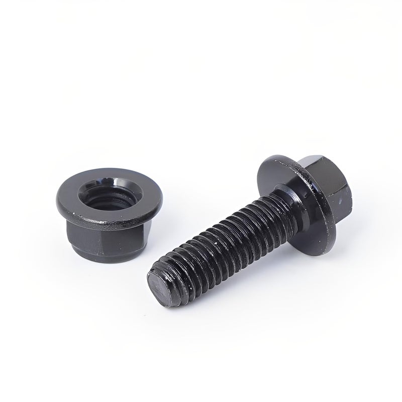 Minho M8-1.25 x 25mm Flange Head Bolts in Carbon Steel Material,Flange Hexagon Screws Come with Flange Nuts,Black Oxide Finish Plated,Full Thread, 15 Sets - Image 3